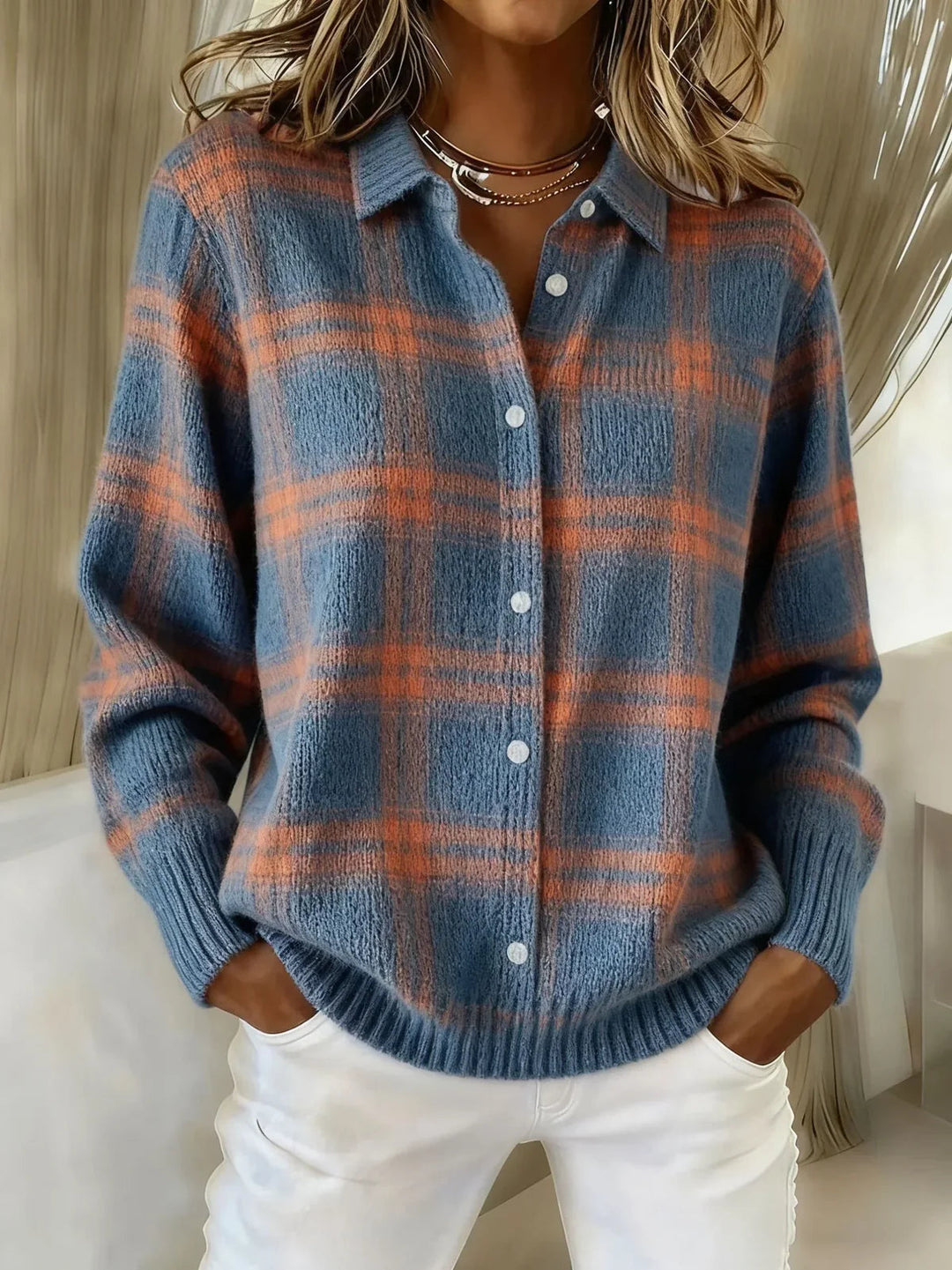 Joan | Plaid Knit Shirt Jacket