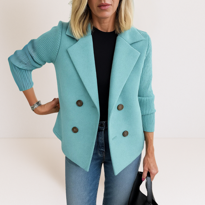 Marta - Elegant Coat with Knit Sleeves