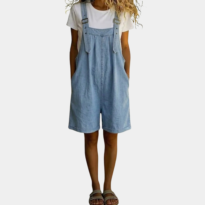 Rachel - Short Denim Jumpsuit with Soft Cotton Touch