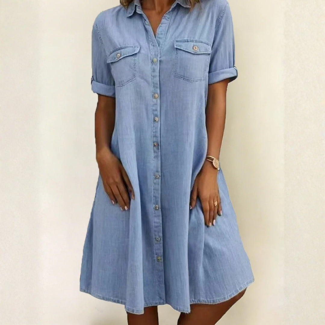 Rebecca - Casual Denim Style Midi Dress