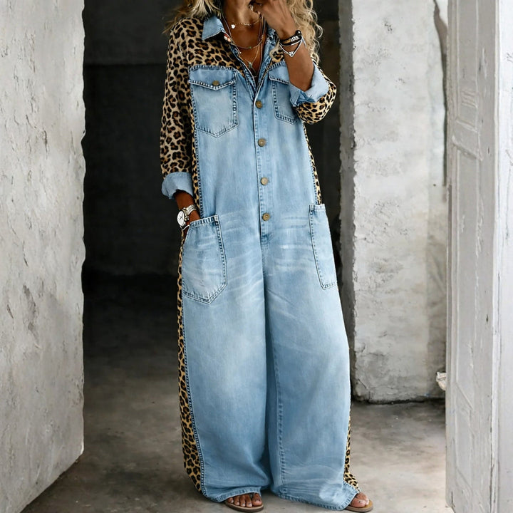 Mackenzie - One Piece Denim Shirt Jumpsuit