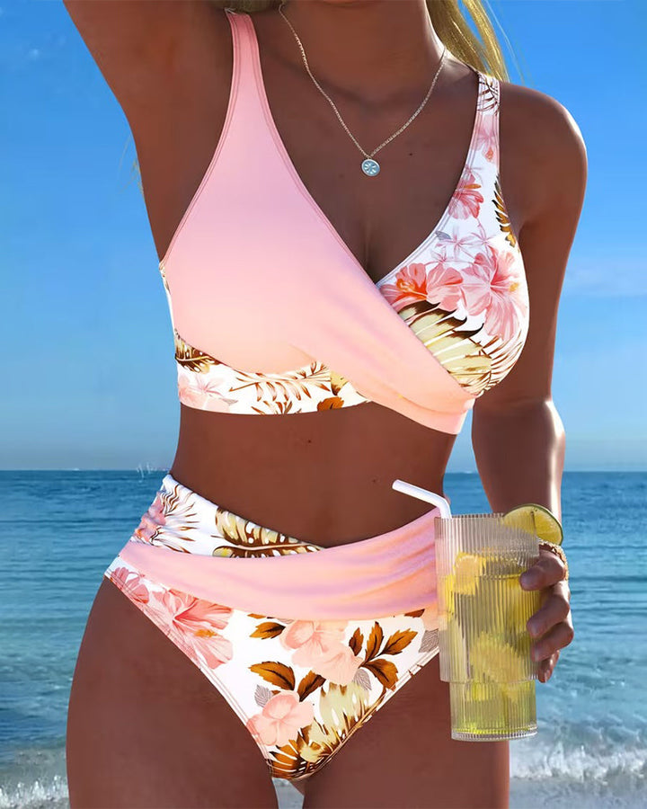 Freya - Bikini with Contrasting Floral Print and Slit