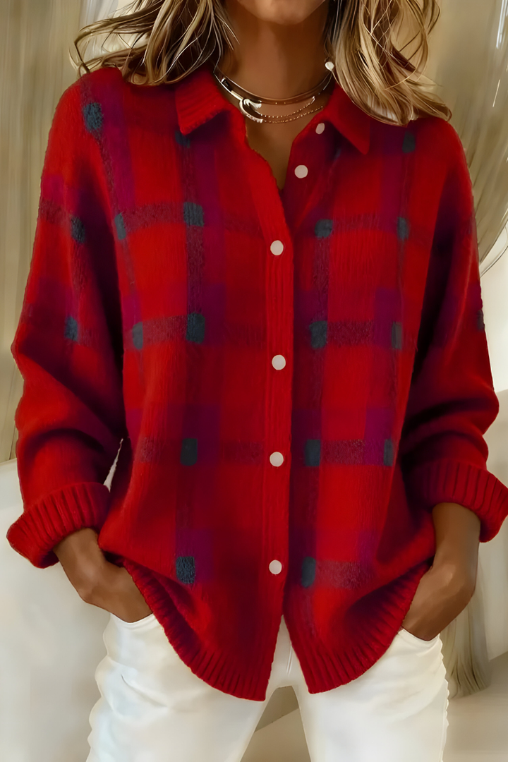 Joan | Plaid Knit Shirt Jacket