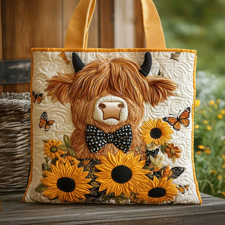 Handmade Melody - Highland Cow with Sunflowers