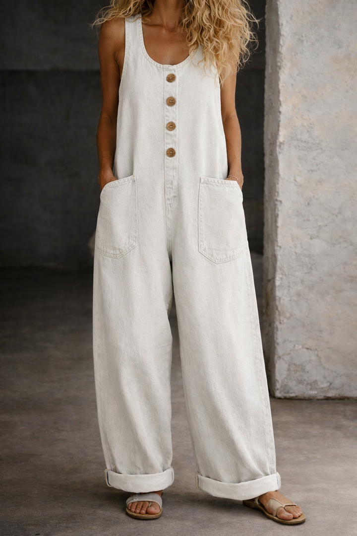 Genevieve - Vintage Washed Cotton Denim Overalls
