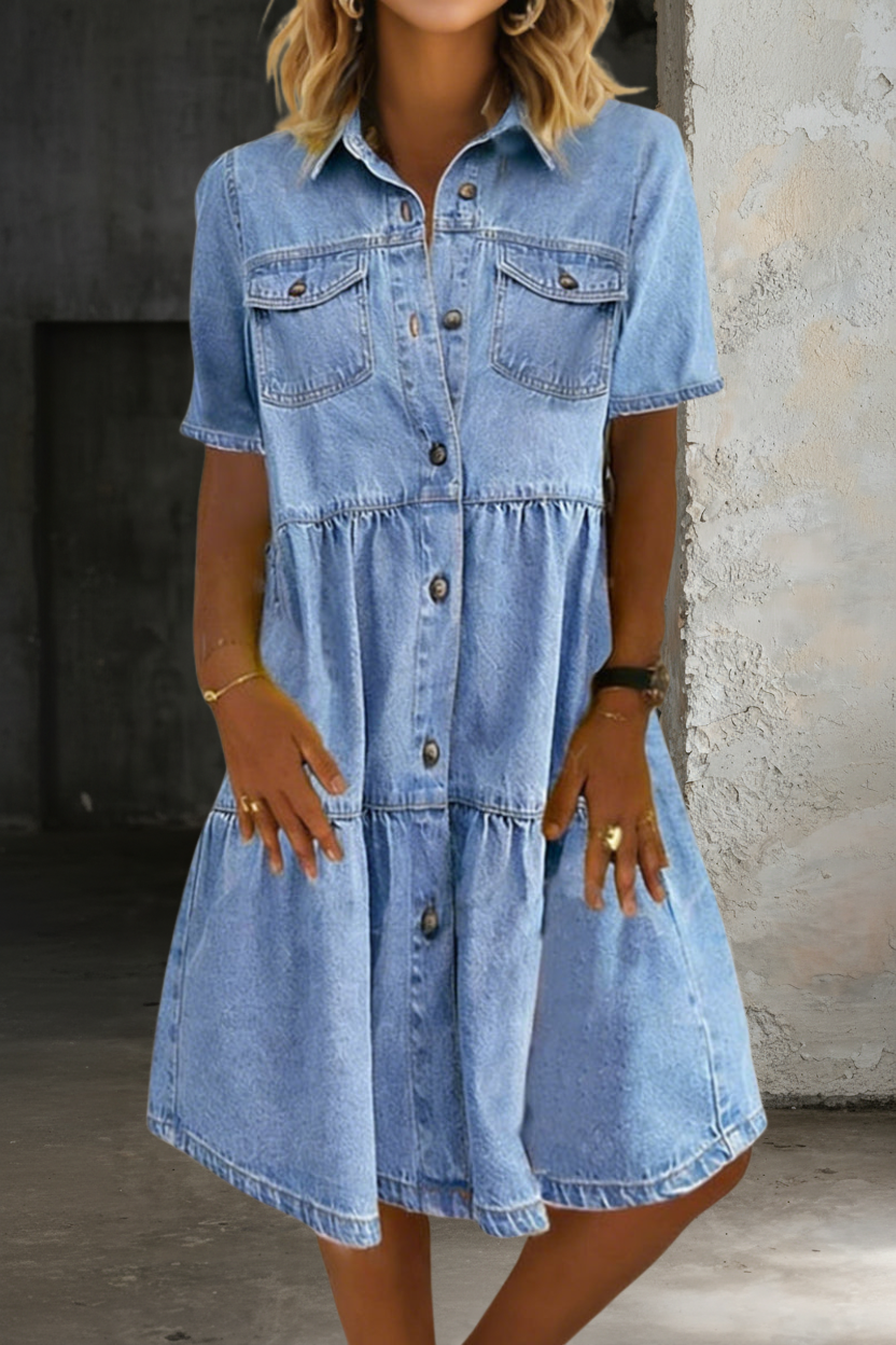Jillian - Casual Elegant Denim Dress