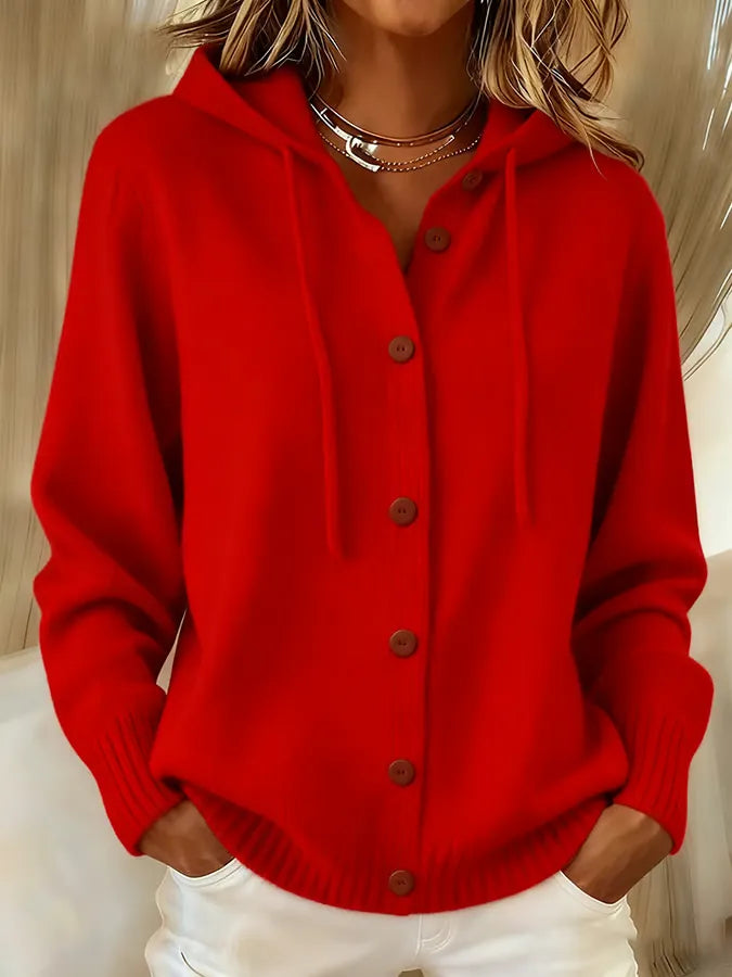 Judith | Hooded Button-Front Cardigan