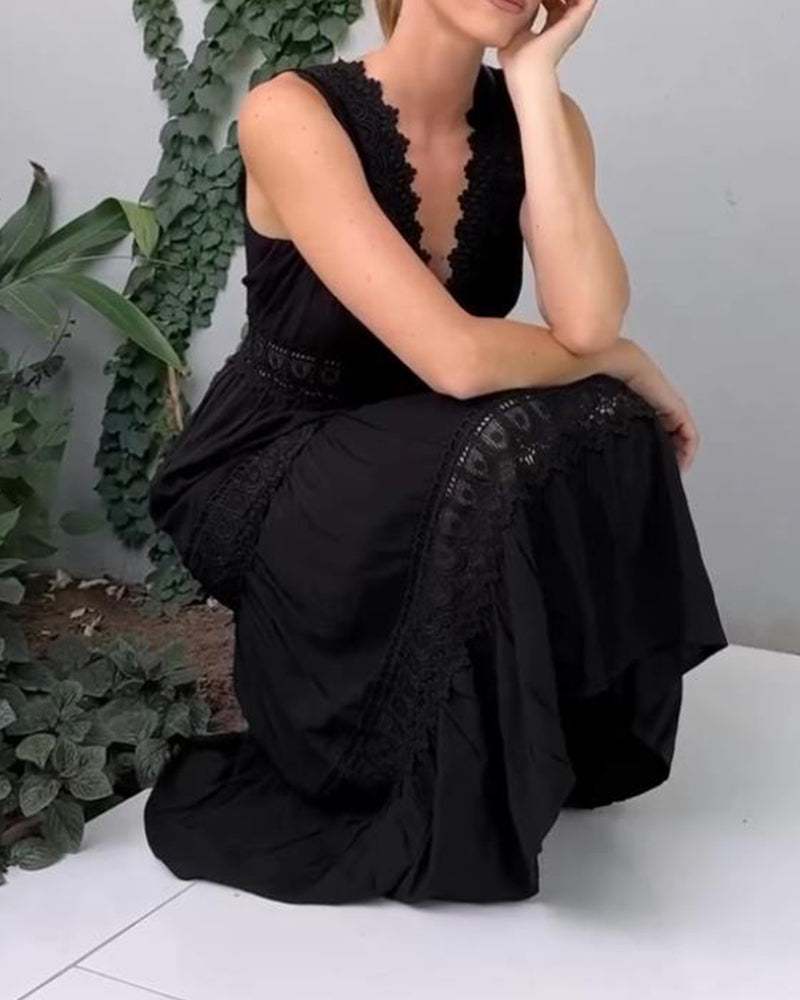 Juniper - Handcrafted Lace Dress with V-Neckline