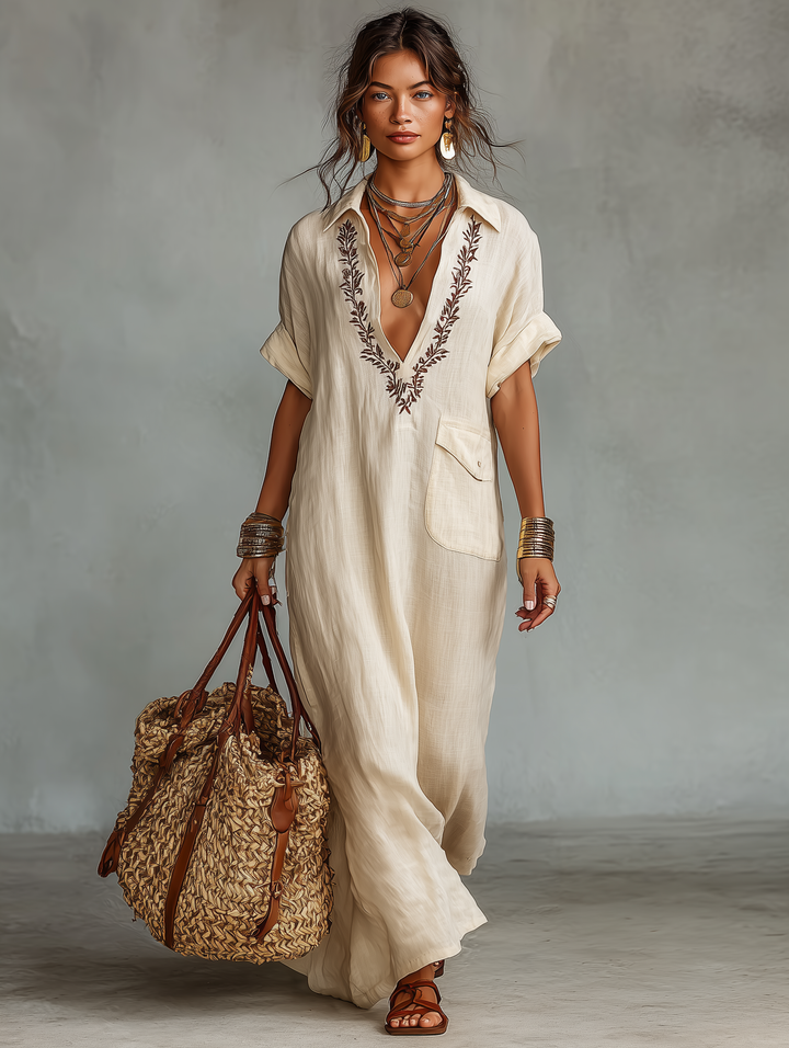 Aaliyah - Embroidered Shirt Dress