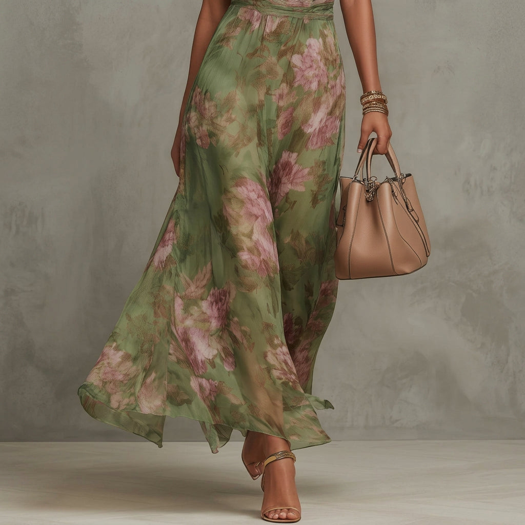 Diana - Long Floral Halter Dress