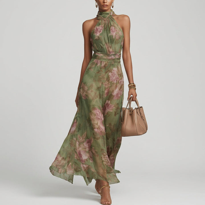 Diana - Long Floral Halter Dress