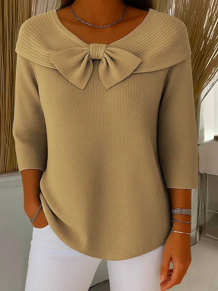 Sandra | Ribbed Sweater with Bow Detail